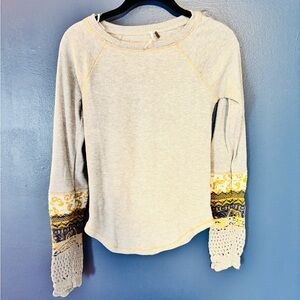 Free people grey waffle knit top